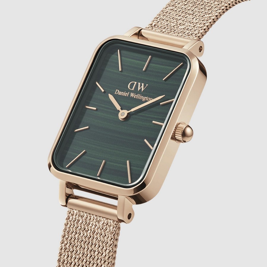 Đồng Hồ Dw Daniel Wallington Quadro Pressed Melrose Nữ Vàng Xanh Lá 20x26mm